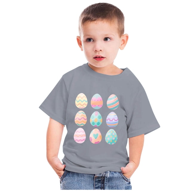 Meichang T-Shirt pour Enfants 3-14 Ans pour Garçons Filles Manches Courtes T-Shirts Nouveauté Oeufs de Pâques T-Shirts Colorés Ados Col Rond Chemises Mode Hauts Jour de Pâques Vacances