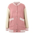 thumbnail image 4 of DHFJKG Womens Baseball Jacket Color Block Long Sleeve Button Up Lightweight Striped Varsity Jackets Versatile Coat, 4 of 9