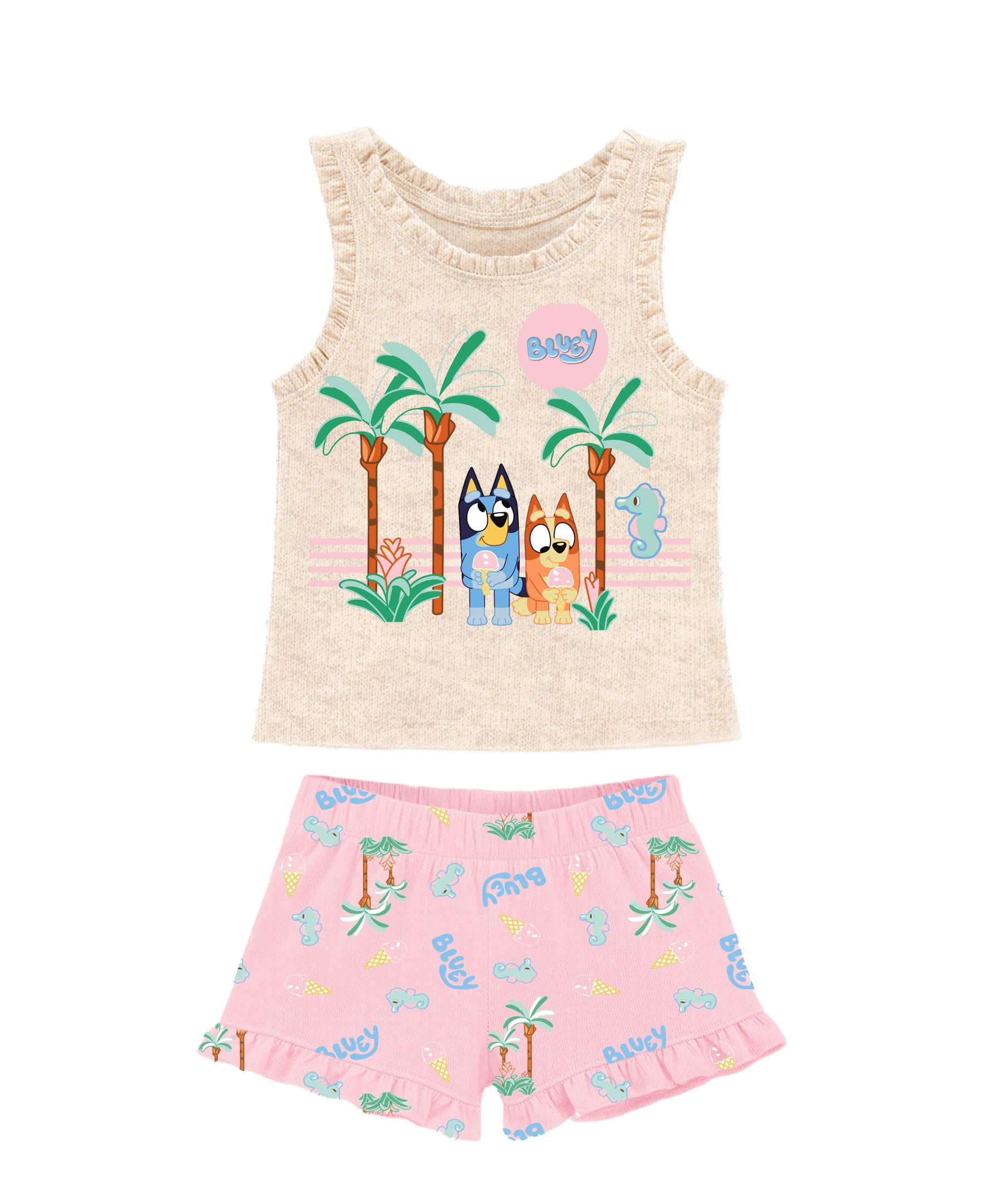 Bluey Baby Girl Short Set, Sizes 0-9 Months