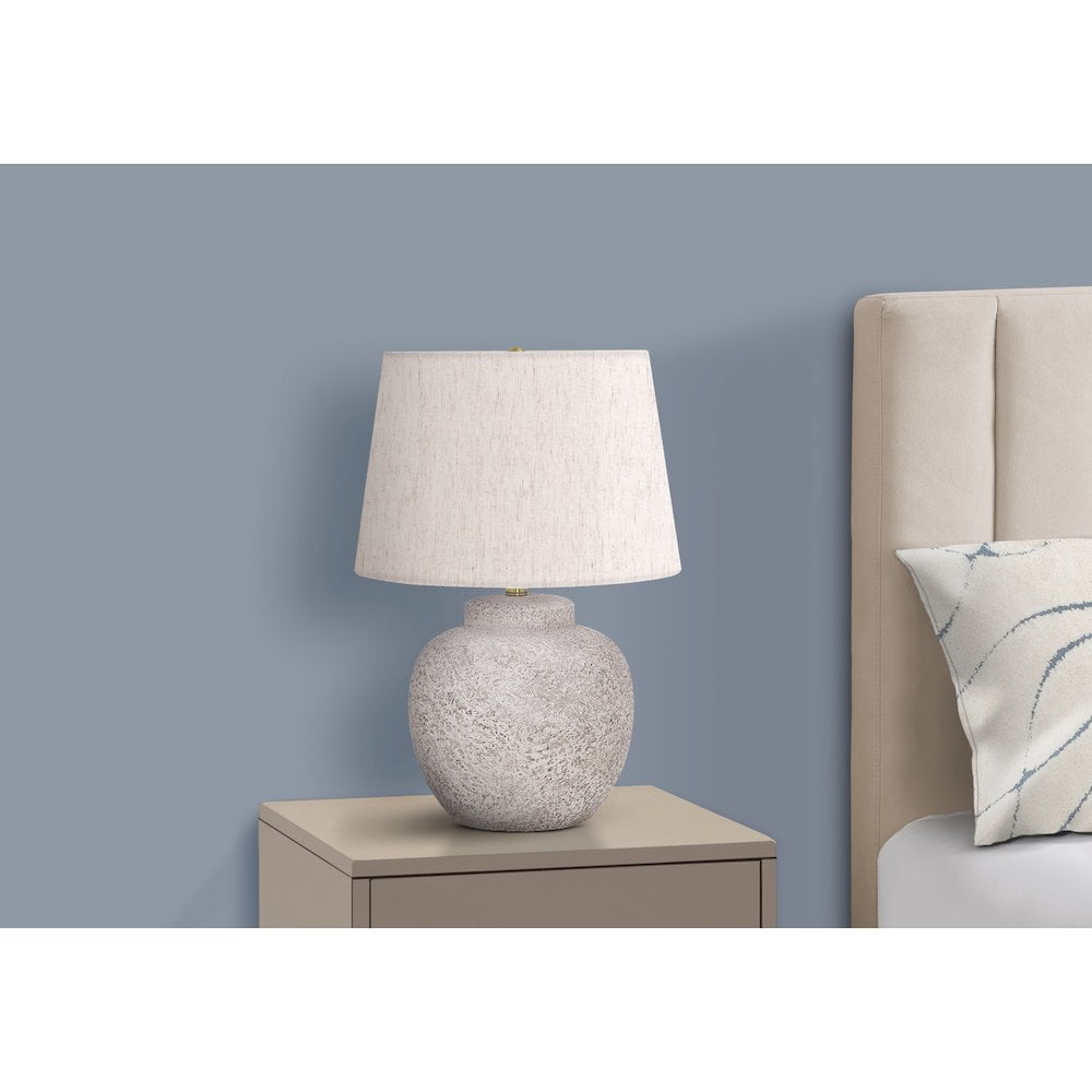 Lighting, 22"H, Table Lamp, Cream Concrete, Ivory / Cream Shade, Modern