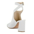 thumbnail image 4 of FSJ Women Chic Pointed Closed Toe Chunky High Heel Sandals Cross Buckled Ankle Strap Backless Booties Wedding Party Shoes Size 10 White, 4 of 4