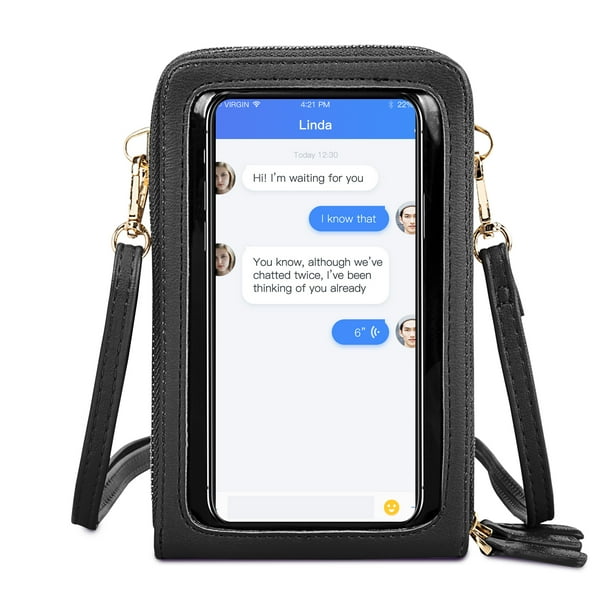TSV Touch Screen Crossbody Cellphone Purse, PU Leather RFID Blocking