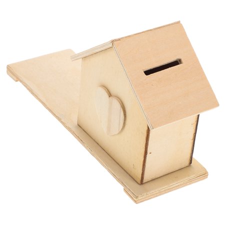 Small House Coin Bank Wooden Piggy Bank Money Jar Diy Piggy Bank Wood Unfinished Craft Birdhouse Wooden Build House Child Savings Box