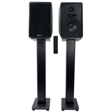 Rockville ELITE-5B 5.25" Powered Bookshelf Speakers Bluetooth/Optical 36" Stands