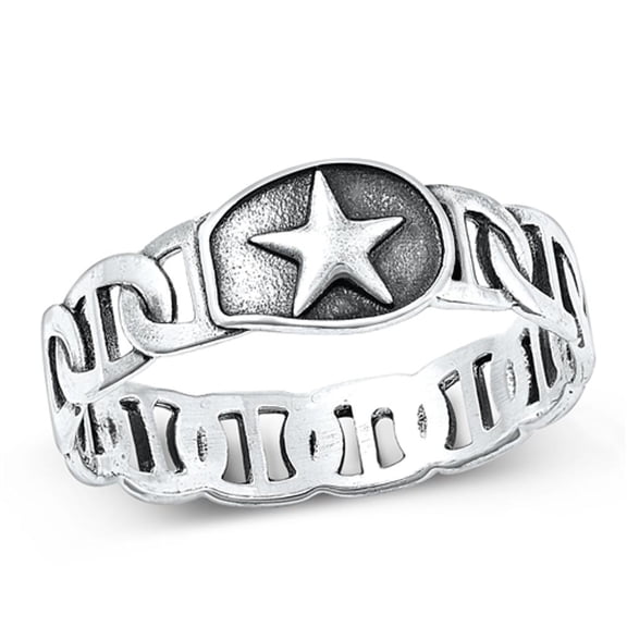 Beautiful Anchor Star Ring .925 Sterling Silver Oxidized Band Jewelry Female Male Unisex Size 6