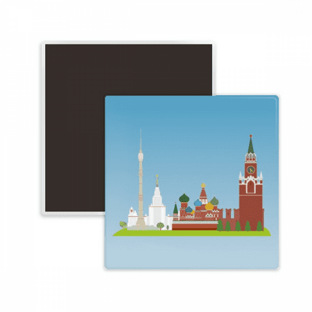 

Moscow Russia National Symbol Pattern Square Ceracs Fridge Magnet Keepsake Memento