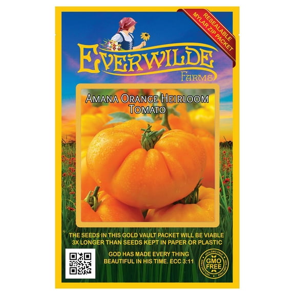 Everwilde Farms - 50 Amana Orange Heirloom Tomato Seeds - Gold Vault Seed Packet