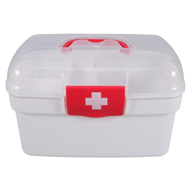 Shisuyan Durable PP Medical Organizer with Handle for Storage White Compact Portable 12.5x8.5x6.3 Inches