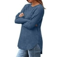 thumbnail image 4 of FAIWAD Long Sleeve Shirts for Women Crew Neck Loose Knit Ribbed Pullover Tops Fall Winter Lightweight Blouse, S-2XL, 4 of 8