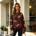 thumbnail image 2 of Clossjun Football Print Sweatshirts for Women Oversized Crewneck Game Day Hoodies Casual Loose Fit Pullover Tops for Vacation XL, 2 of 6