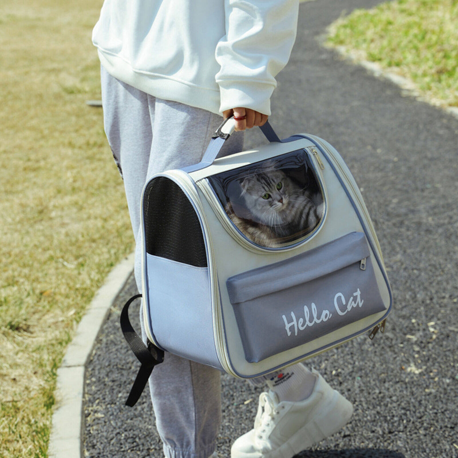 1 Pcs Pet Cat Carrier Bag Portable Breathable Large-capacity Backpack Outdoor Travel TransparentDouble Shoulder Bag Pet Supplies