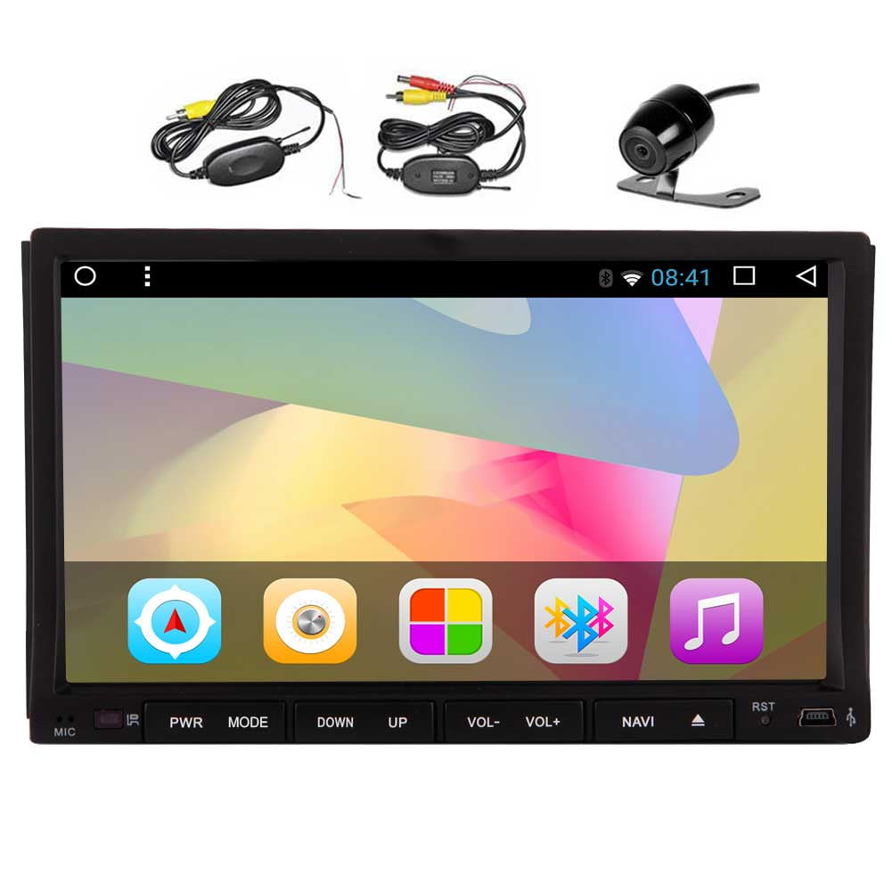 7 inch Android 6.0 Marshmallow Car Stereo 2Din in Dash GPS Navigation Radio Bluetooth Head Unit for Hands Free Calling 64GB USB SD 4G 3G WIFI OBD2 CAM-IN Phone Mirror FM AM RDS Autoradio include Rem