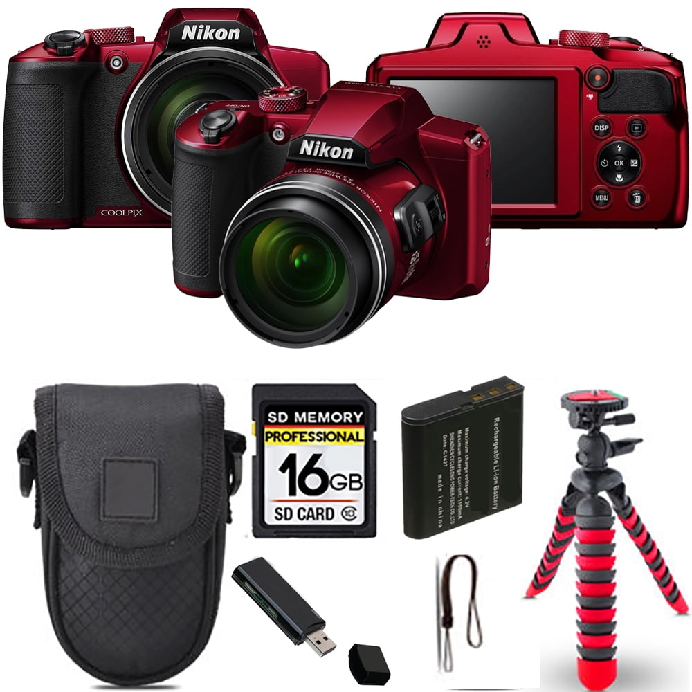 Nikon COOLPIX B600 Digital Camera (Red)+ Spider Tripod + Case 
