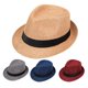 thumbnail image 5 of Sombrero de jazz estilo británico, ala corta, decoración de cinta, transpirable, tipo cubo, de malla., 5 of 8