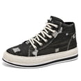 thumbnail image 5 of Rokment Mens High Top Fashion Sneakers Retro Streetwear Casual Ripped Denim Lace up Platform Canvas Walking Flat Tennis Shoes 2026 Black Size 7.5, 5 of 6