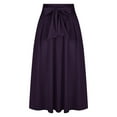 thumbnail image 4 of Mrat Skirt for Women Women's Elegant High Waisted Linen Skirt Skirt With Front Lace Up Tube Pencil Midi Skirt Asymmetrical Short Skirts Pleat Asnkle Skirt Purple XL, 4 of 6