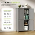 thumbnail image 5 of BOBOKY Bathroom Floor Storage Cabinet, Modern Storage Unit with 4 Doors and Adjustable Shelves, Freestanding Sideboard Cabinet for Bathroom, Kitchen, Living Room,Grey, 5 of 7