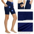 thumbnail image 3 of BALEAF Biker Shorts Women Yoga Gym Workout Spandex Athletic Running Volleyball Tummy Control Compression with Pockets 8" Navy Blue Size XXL, 3 of 7