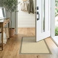 thumbnail image 2 of ODIKA Border Lattice Nautical Stripe Motifs Inspired Subtle Tonal Sisal Flowing for Entryway, Kitchen, Laundry Room, Stain Resistant Thin Throw, 2 of 7