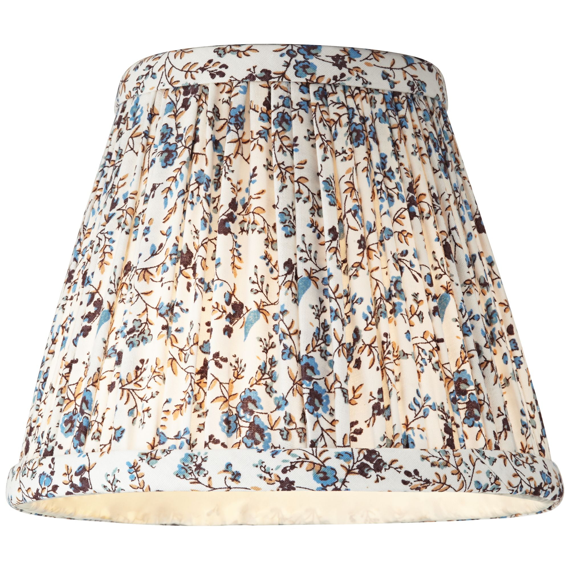 Springcrest Nelle 3 1/2" Top x 6" Bottom x 5" High x 5" Slant Print Lamp Shade Replacement Set of 8 Blue Cream Floral Clip On Candelabra