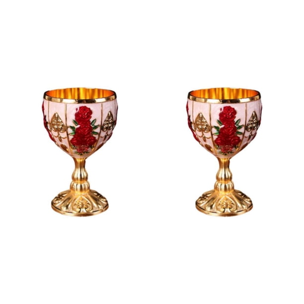 Monstrate Exquisita copa de vino Copa de cristal en relieve para conocedores de vino Vasos sofisticados Calabaza roja dorada Calabaza roja dorada 2Conjunto