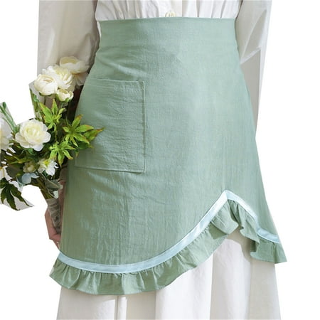 

HIABIO French Style Romantic Waist Apron with Pocket Cotton Fashionable Cooking Bib for Home Kitchen Bakery Baking Restaurant Waitress Women Uniform