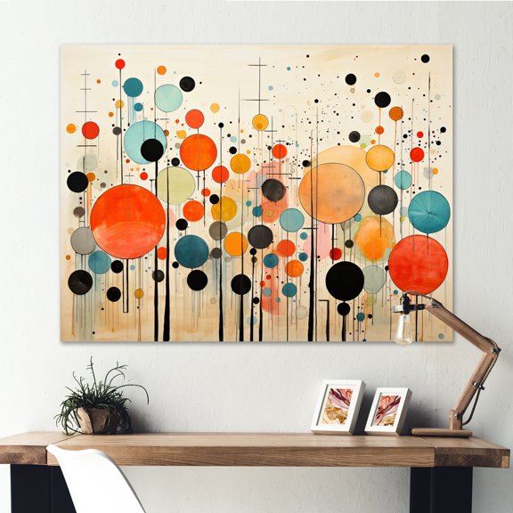Designart "Green Beige Mid Century modern Retro I" Mid-century Wall Art Living Room