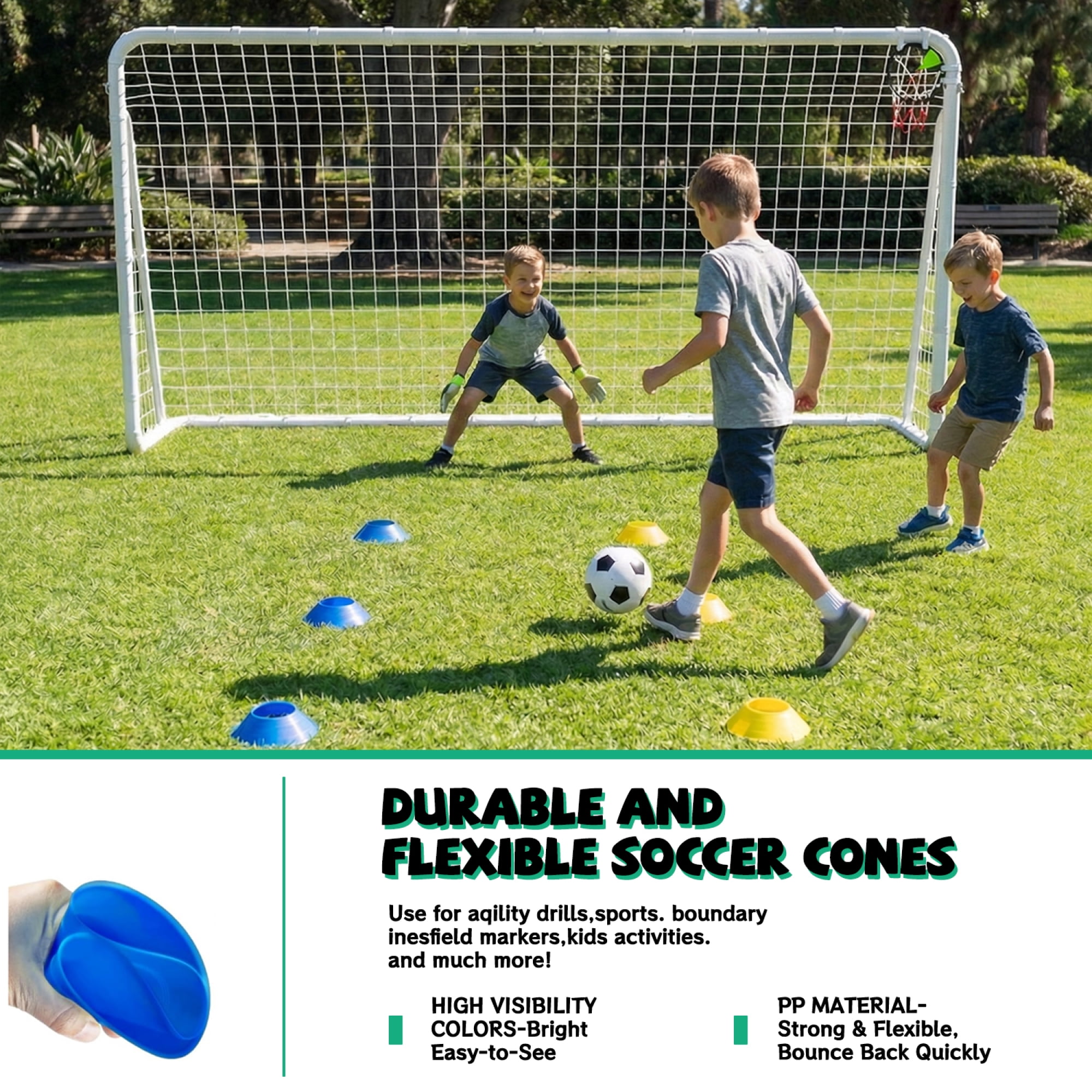 Leumius 6X12FT Soccer Goals for Kids,Portable Soccer Net with High-Strength Nets for Backyard,White