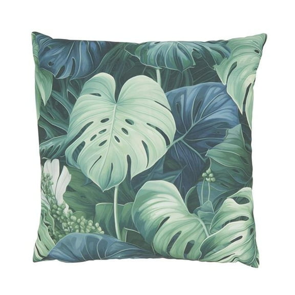 Philodendron Paradise Outdoor Poly Filled Throw Pillow