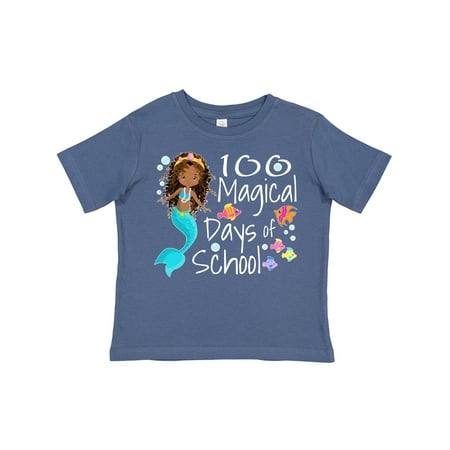 

Inktastic 100 Magical Days of School with Blue Mermaid and Fish Gift Toddler Boy or Toddler Girl T-Shirt
