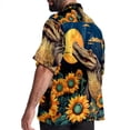 thumbnail image 3 of Crocodile Starry Sky Sunflower Men's Short Sleeve Poplin Shirt, Casual Printed Button Down, Summer Beach Hawaiian Shirts, Unisex, 3 of 6
