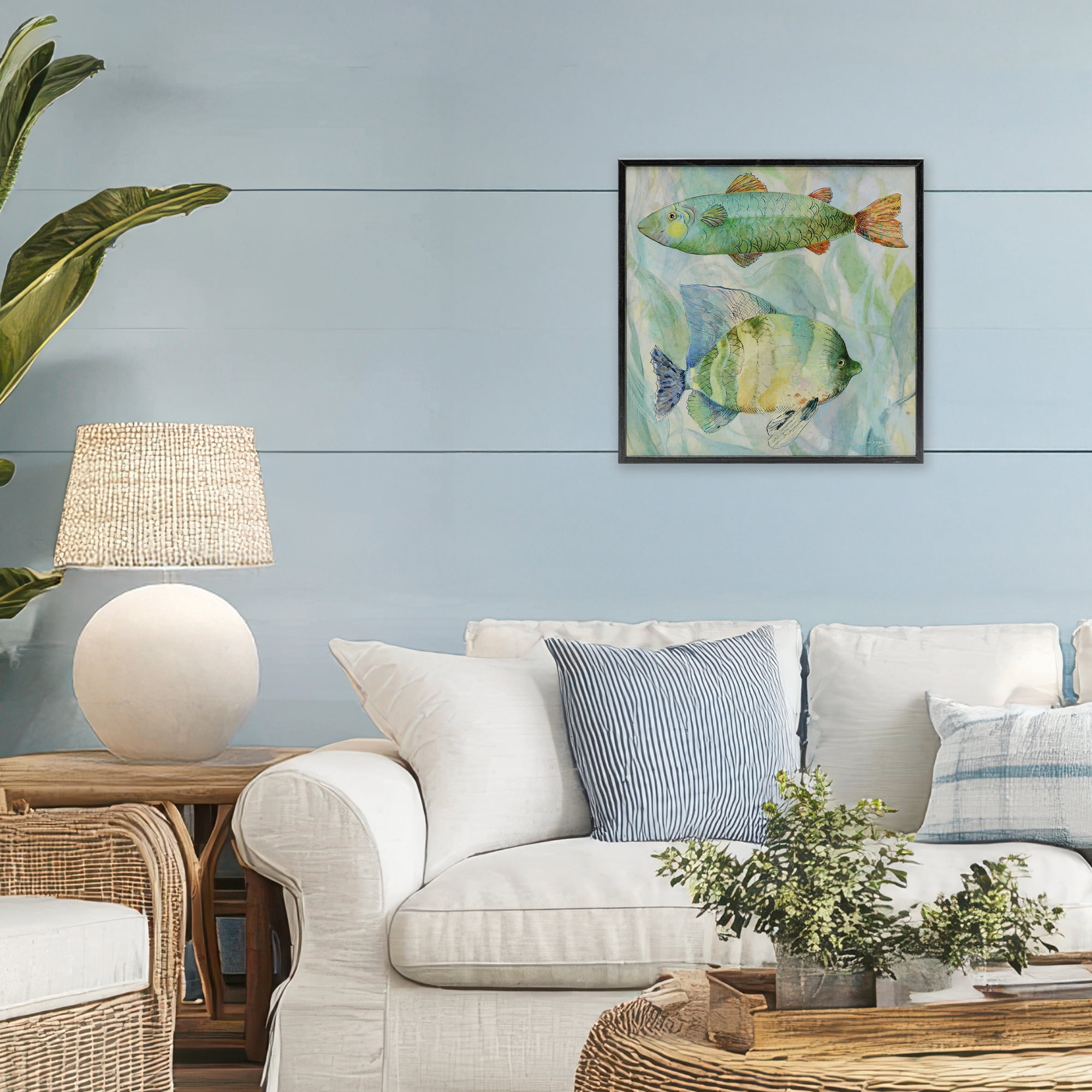 Stupell Industries Sweet Fish Duo Watercolor Black Framed Giclee Art, design by Lorenzo Collective