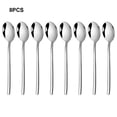 thumbnail image 4 of Kearding Cucharas coreanas de acero inoxidable de 8 piezas, excelente durabilidad, mangos largos, cucharas para sopa, cuchara para arroz Mostrada, 4 of 6