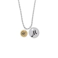 thumbnail image 2 of Delight Jewelry Goldtone Disc 1/2'' - Symbol - At Sign - @ - Silvertone Script Initial Disc - M - Charm Necklace, 20"+3", 2 of 4