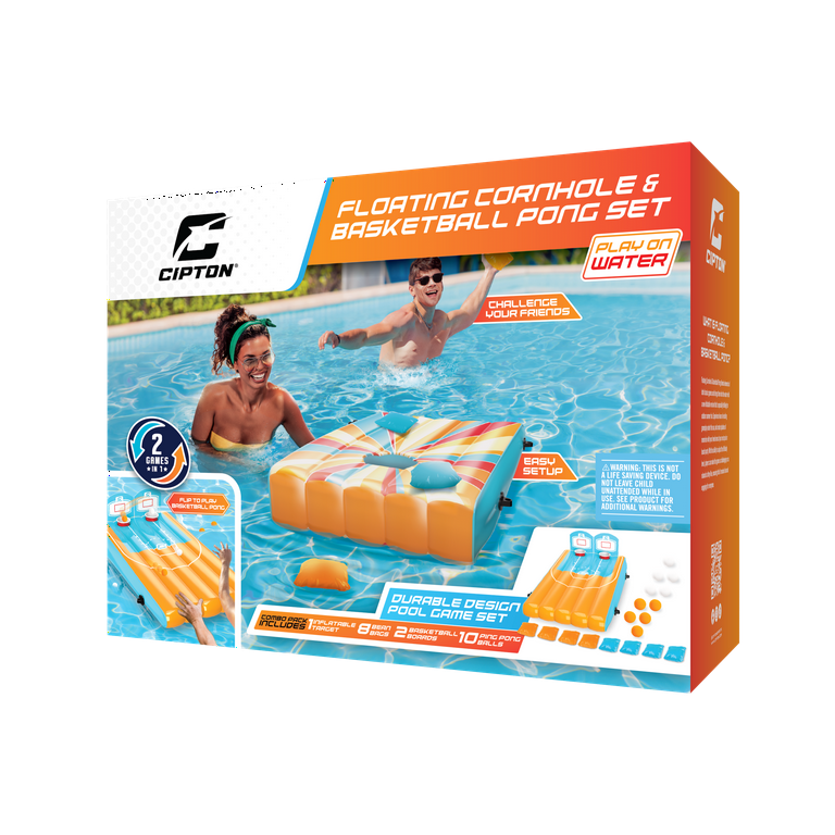 Cipton 35-inch Inflatable Pool Cornhole Set Toss Games for Kids