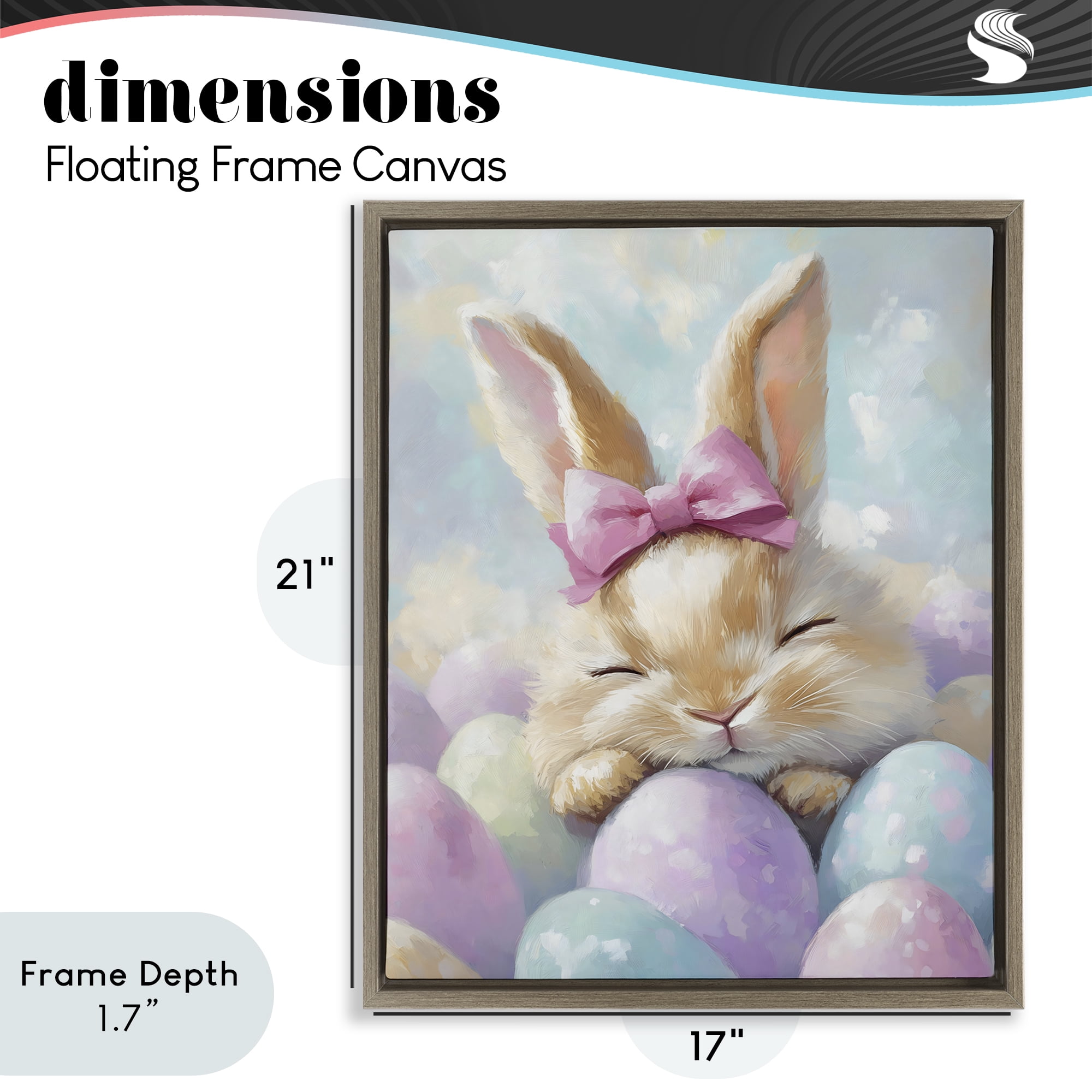 Stupell Industries Sleeping Easter Bunny with Eggs Brown Framed Floater Canvas Wall Art, design by The Prints Vibe