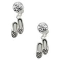 thumbnail image 1 of Silvertone Ballet Slippers Clear Crystal Clip On Earrings, 1 of 3