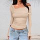 thumbnail image 3 of Salir Tops Y2K Camisa Crop Top Mujeres Color Sólido Traje Diario Calle, 3 of 9