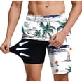 thumbnail image 3 of Thousandth Men's 2 in 1 Swim Trunks Casual Trendy Quick Dry Board Shorts Compression Liner Elastic Drawstring Loose Summer Vacation Pants for Swimming Surfing, 3 of 8