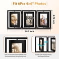 thumbnail image 3 of 4x6 Picture Frame, Tabletop Rustic Wood Hinged Folding Triple Picture Frames Collage, Double-Sided Display Rotatable High Definition Glass Photo Frame ,Black, 3 of 8