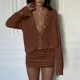 thumbnail image 5 of Pounoo Women's Mini Dresses Long Sleeve V Neck Chiffon Button Front Dresses Daily Errands Soft Lightweight Stylish Bodycon Dresses Gift, 5 of 6