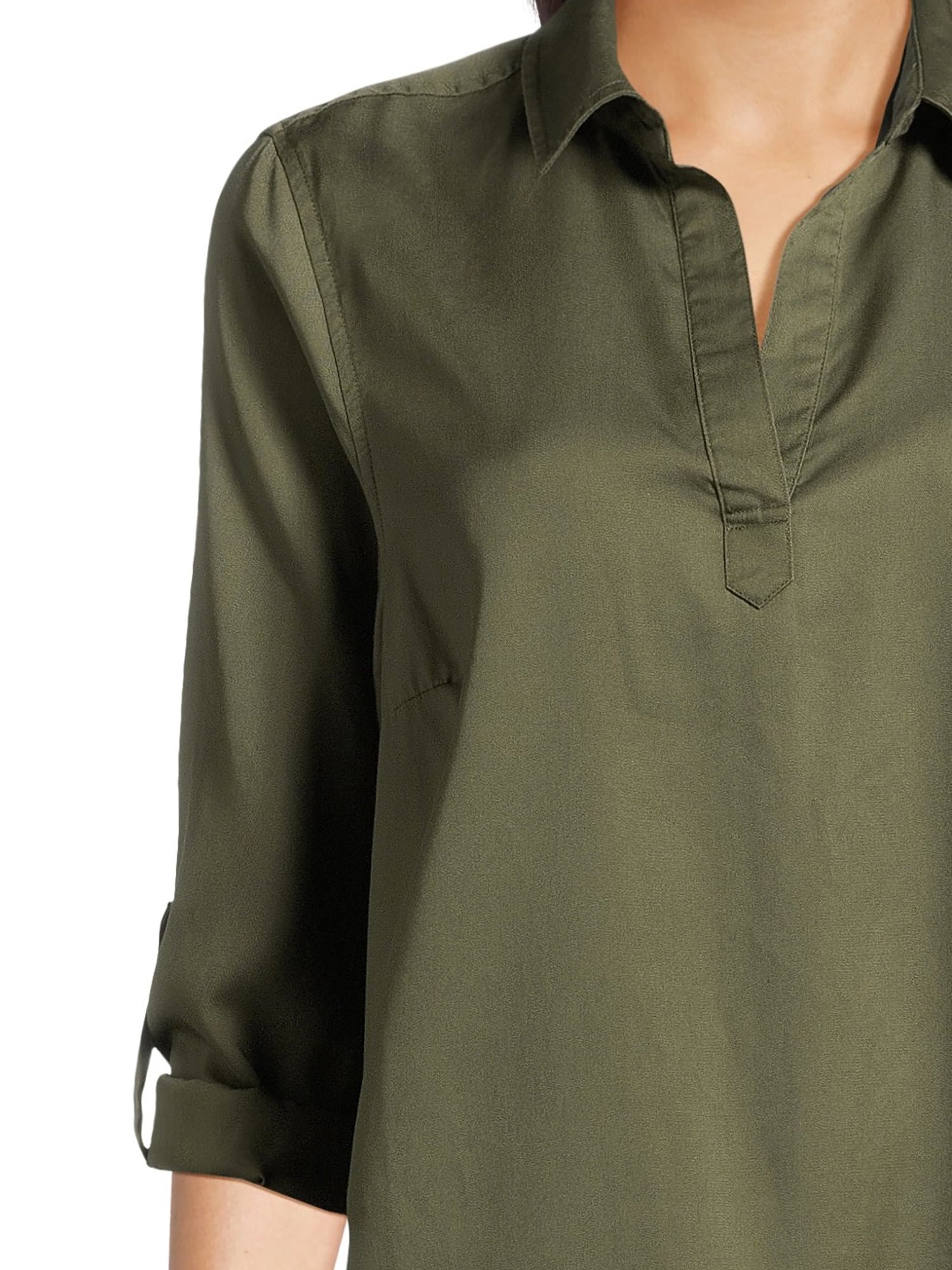 Time and Tru Women's Mini Shirt Dress with Sleeves, Sizes XS-3XL