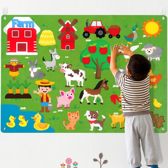 Set de guion gráfico de fieltro WATINC Farm Animals, 1 m, 38 piezas, regalo para niños