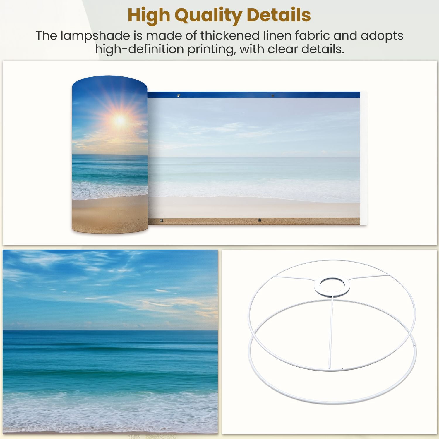 Lamp Shades Set of 2 seascape sun blue sky 13" x 13" x 10" Lampshade for Table Lamps Floor Lamps Lamp Shade Replacement Easy Assembly Required