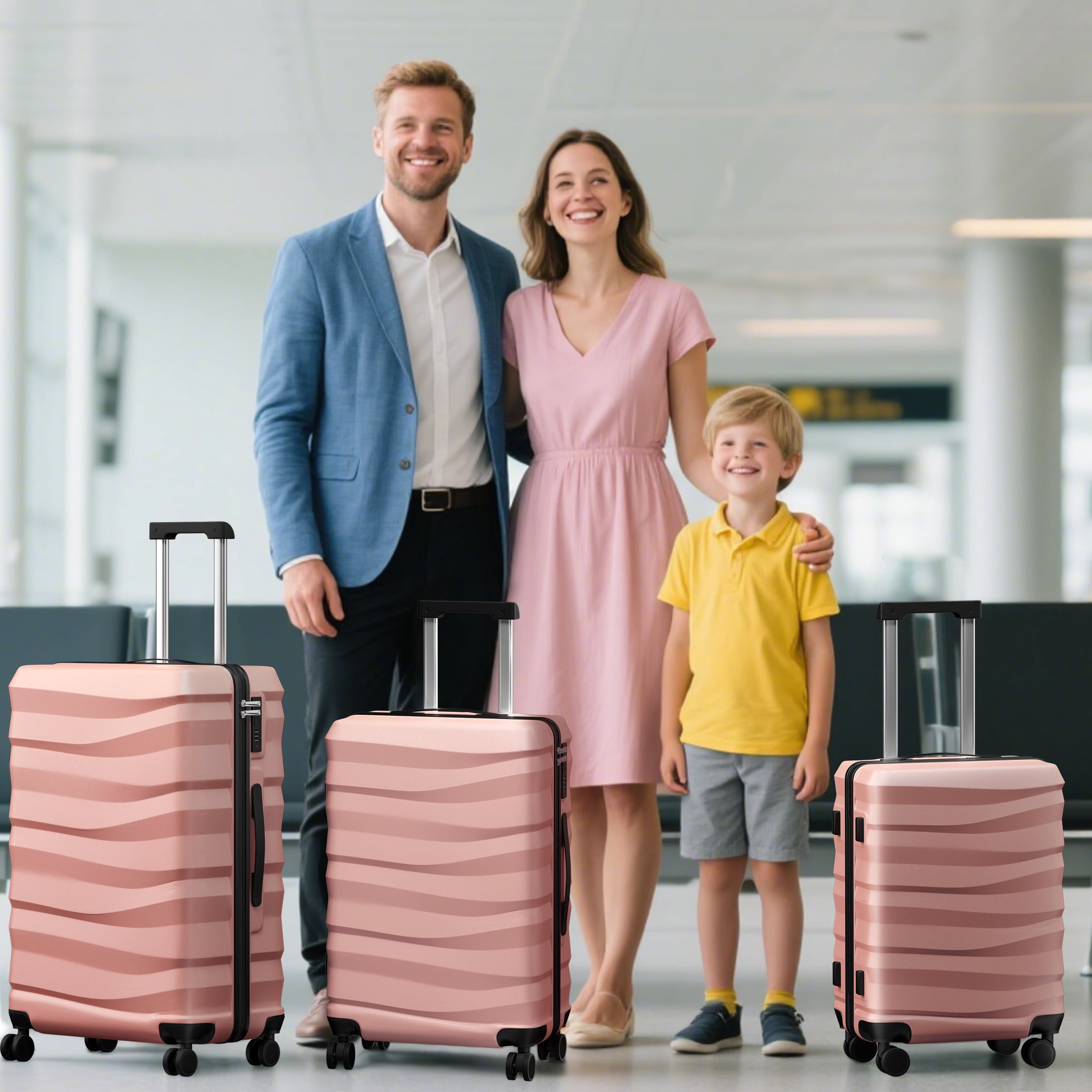 Luggage Sets 3 Piece Lightweight Luggage with Spinner Wheels ABS Travel Suitcase with TSA Lock 20 24 28 inch Carry on Luggage RoseGold