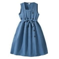 thumbnail image 2 of Delliss Girls Dress Front Button A-Line Sundress Sleeveless Casual Midi Dresses Summer Beach Sundress Outfit, 2 of 9