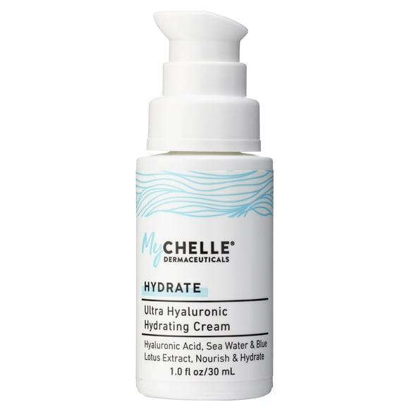 MyChelle Dermaceuticals Ultra Hyaluronic Hydrating Cream (1.0 Fl Oz) - Rich Hydration for Dry Skin with Vegan Hyaluronic Acid, Help Plump Skin and Help Reduce Appearance