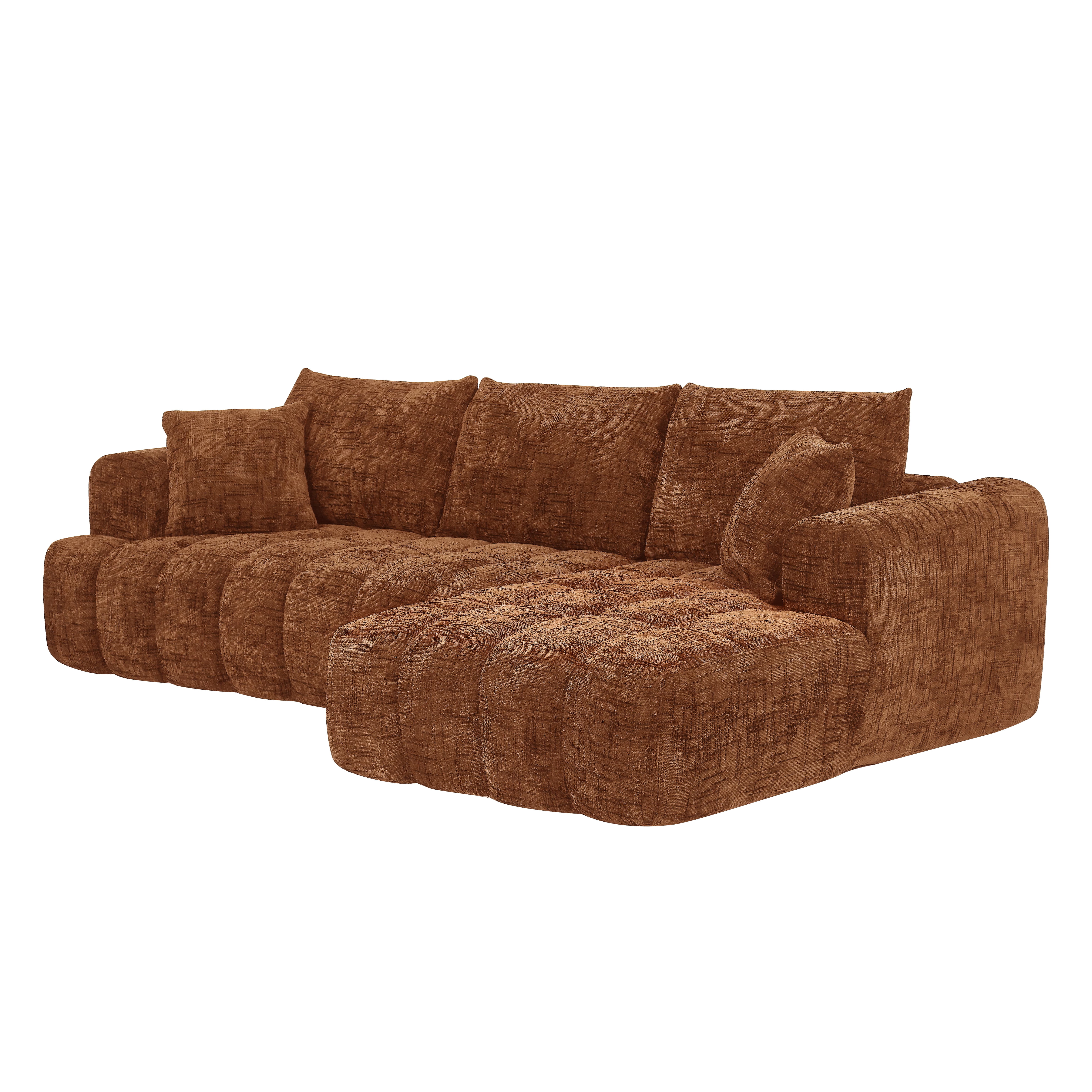 MAYEERTY 108.3" Orange Chenille L-Shaped Modular Sectional Sofa, Pocket Spring No Assembly Couch for Living Room Apartment
