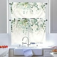 thumbnail image 3 of Sage Green Kitchen Curtains and Valances Set - 3 Piece Kitchen Curtains 36 Inch Length Sets with Valance for Windows Rod Pocket Eucalyptus Leaves Farmhouse Kitchen Decor Decorations, 3 of 5