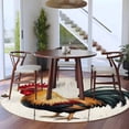 thumbnail image 3 of Retro Rooster Round Rugs for Living Room 6ft Colorful Chicken Vintage Broad Watercolor Non Slip Circle Rug Washable Low-Profile Indoor Carpet for Bedroom, Dining Room, Bathroom, 3 of 9